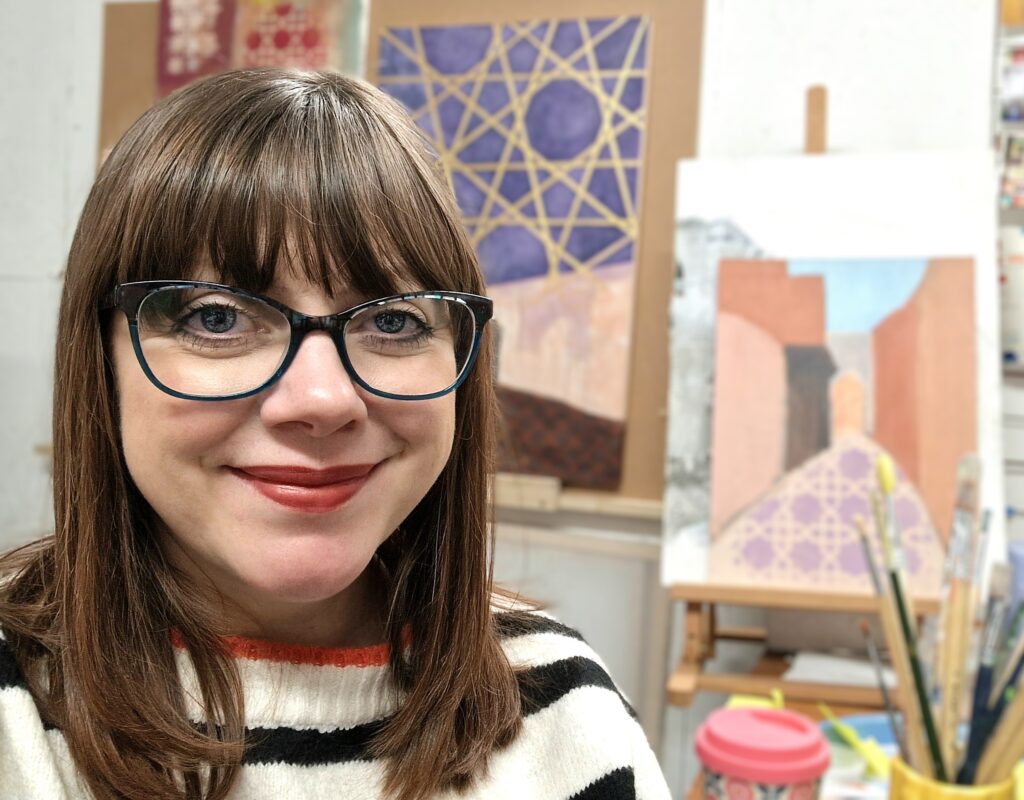 Alison Whyte, mixed media artist in the studio